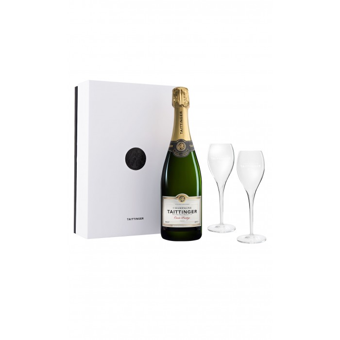 Coffret Taittinger "Cuvée Prestige" avec 2 flûtes