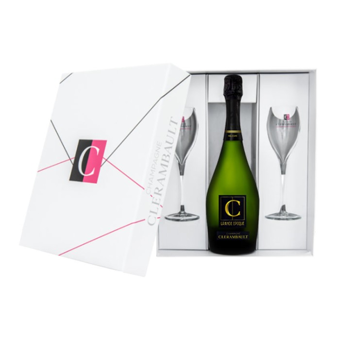 Coffret Champagne Clérambault "Grande Epoque" 2015 avec 2 flûtes